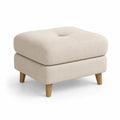 Puf de Tela Beige con Patas de Madera