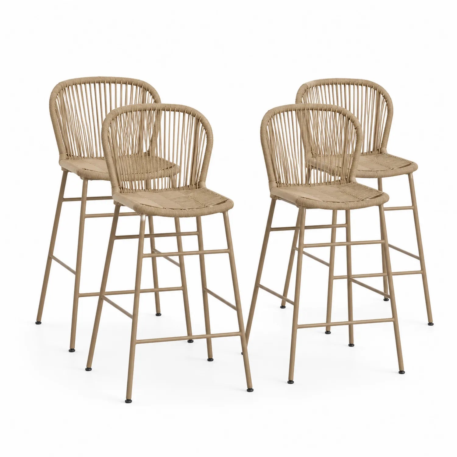 Set de 4 taburetes de ratán sintético para exterior