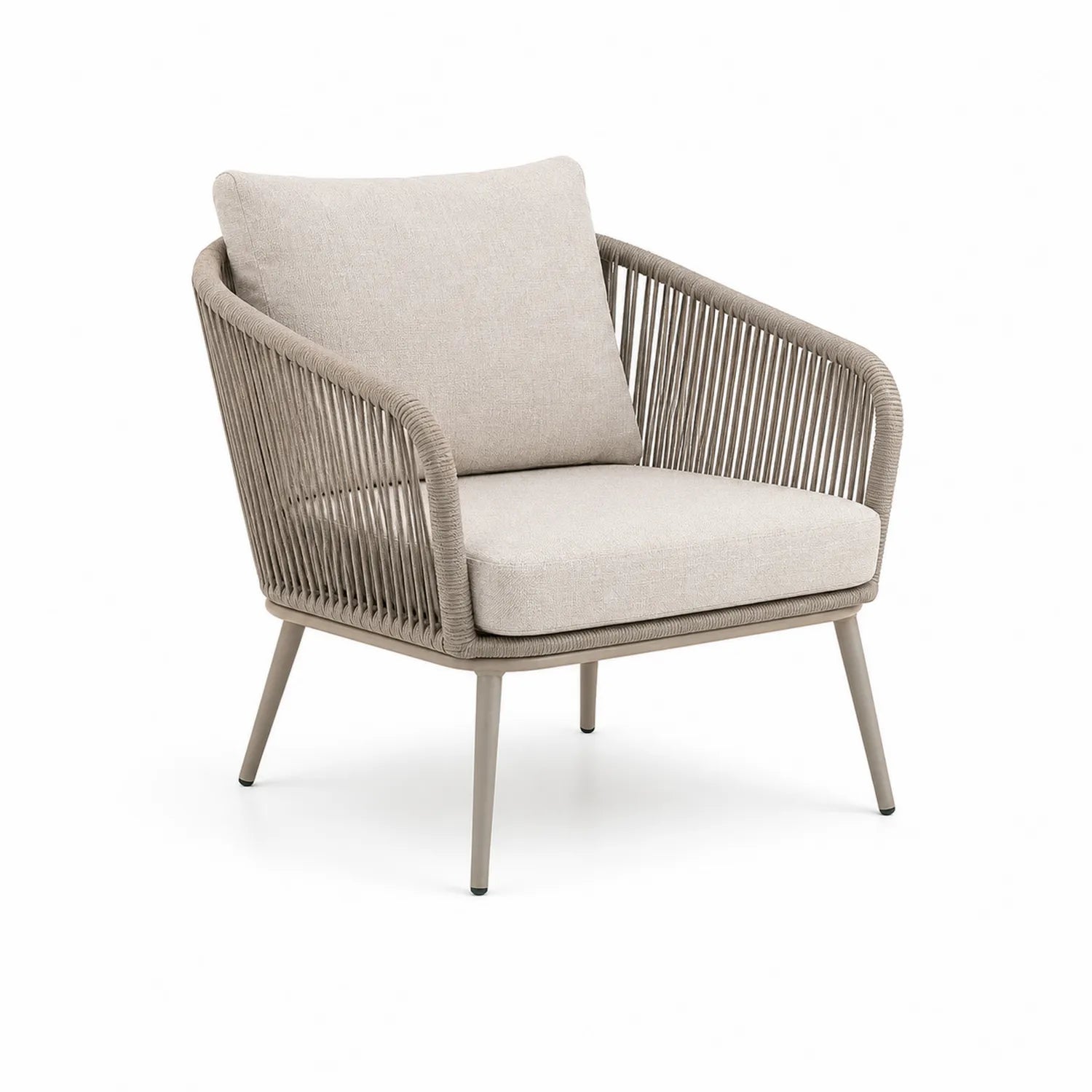 Sillón de exterior de aluminio y cuerda beige 75x80x85 cm