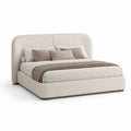 Cama tapizada de poliéster beige con cabecero curvo 200x160 cm