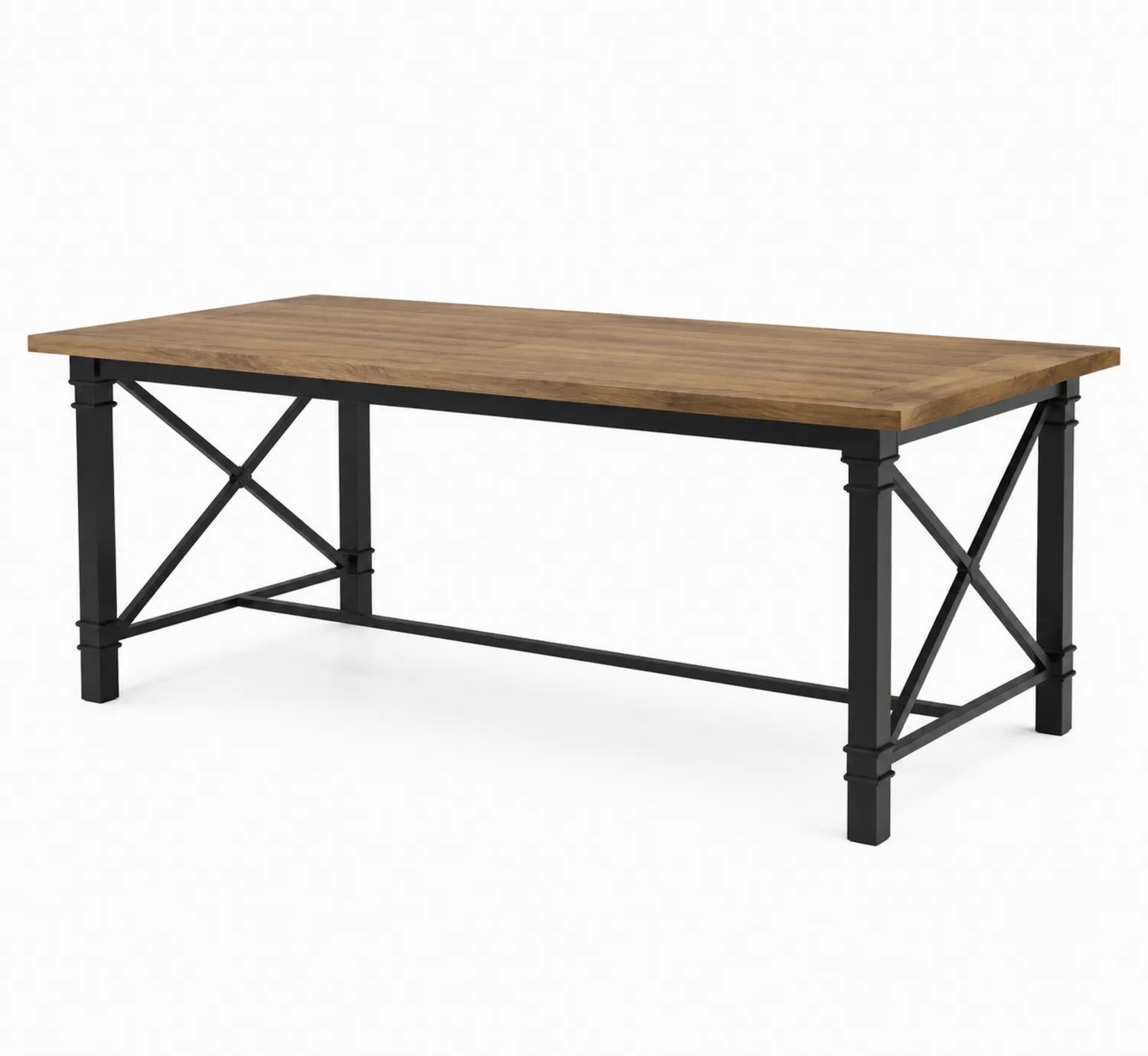 Mesa de comedor de madera con base de metal negro 200x90 cm