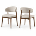 Juego de 2 sillas de comedor de madera y poliéster beige