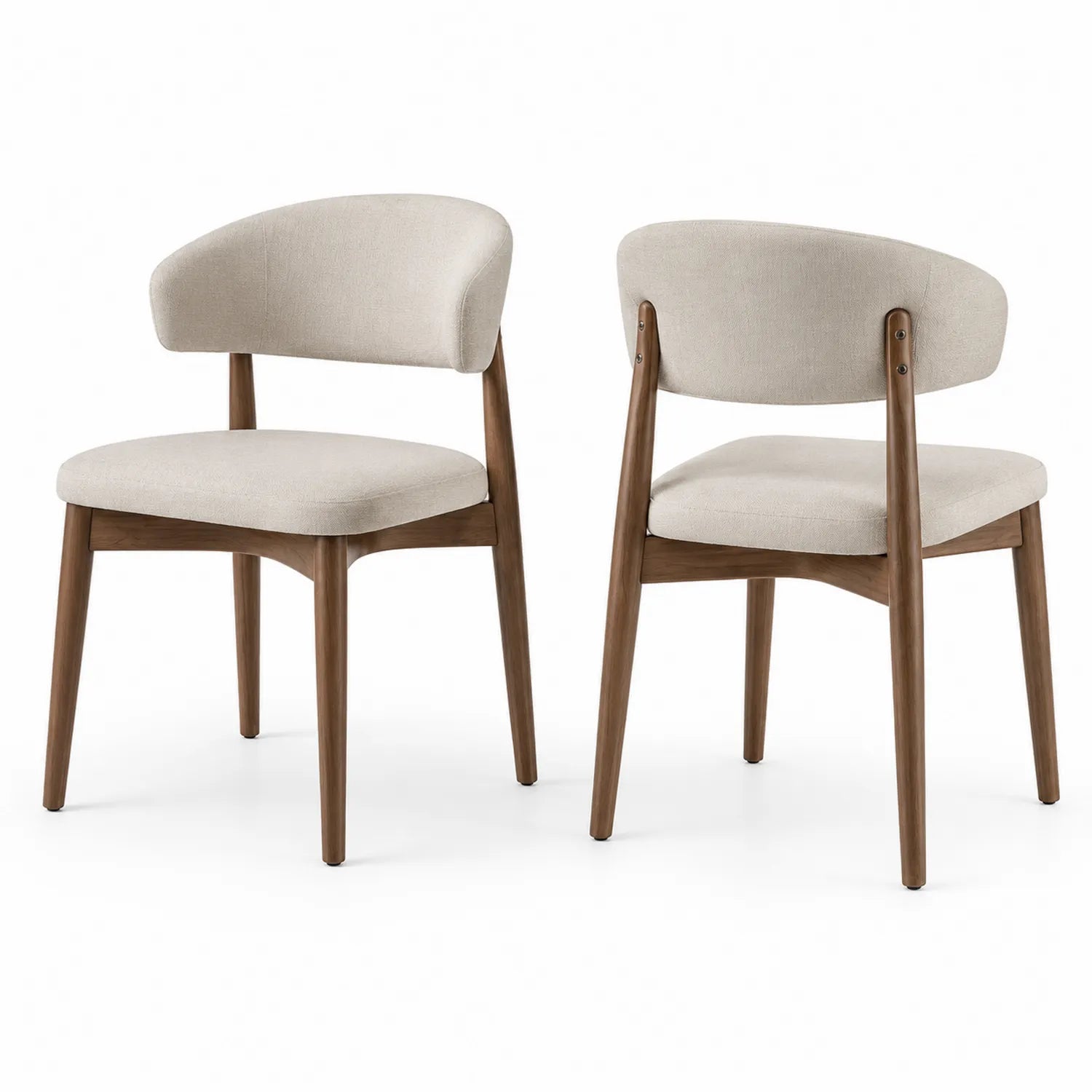 Juego de 2 sillas de comedor de madera y poliéster beige
