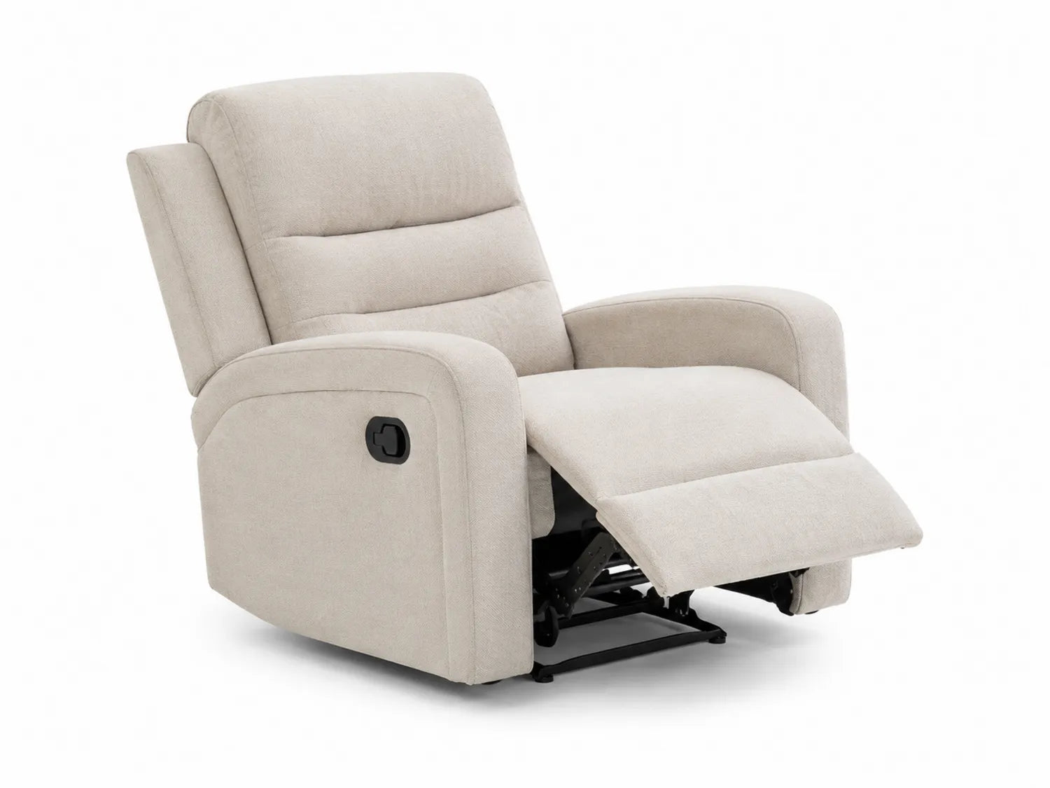 Sillón reclinable de poliéster beige con estructura de acero