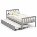 Cama nido de madera maciza gris con colchón extraíble