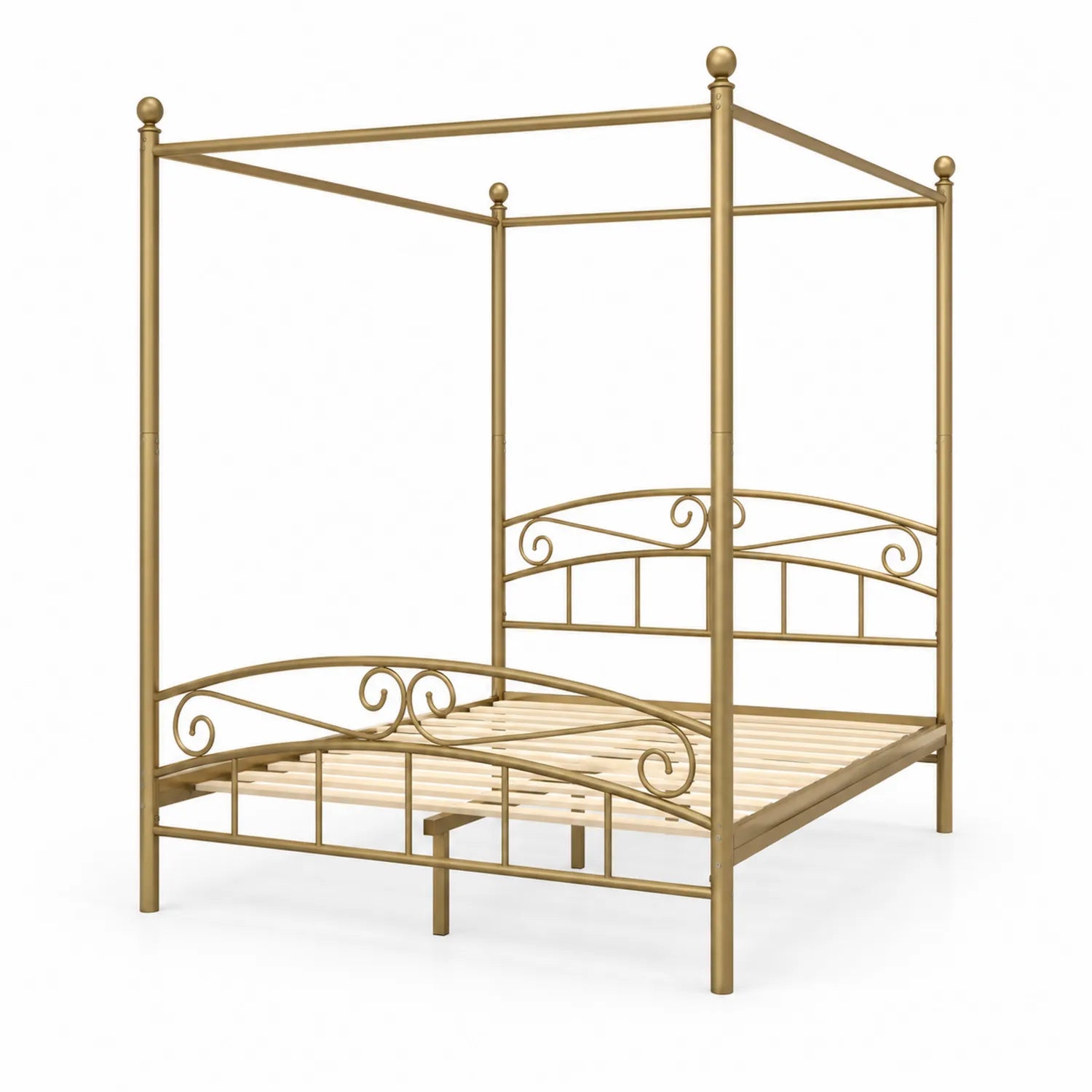 Cama con Dosel de Acero Dorado 200x140 cm