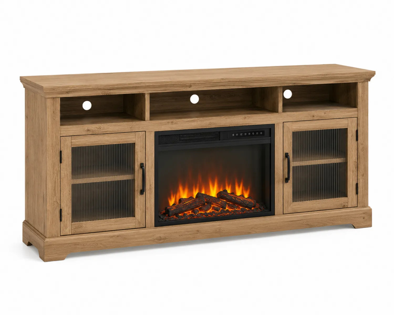 Mueble de TV de Madera de Roble con Chimenea Eléctrica 152 cm