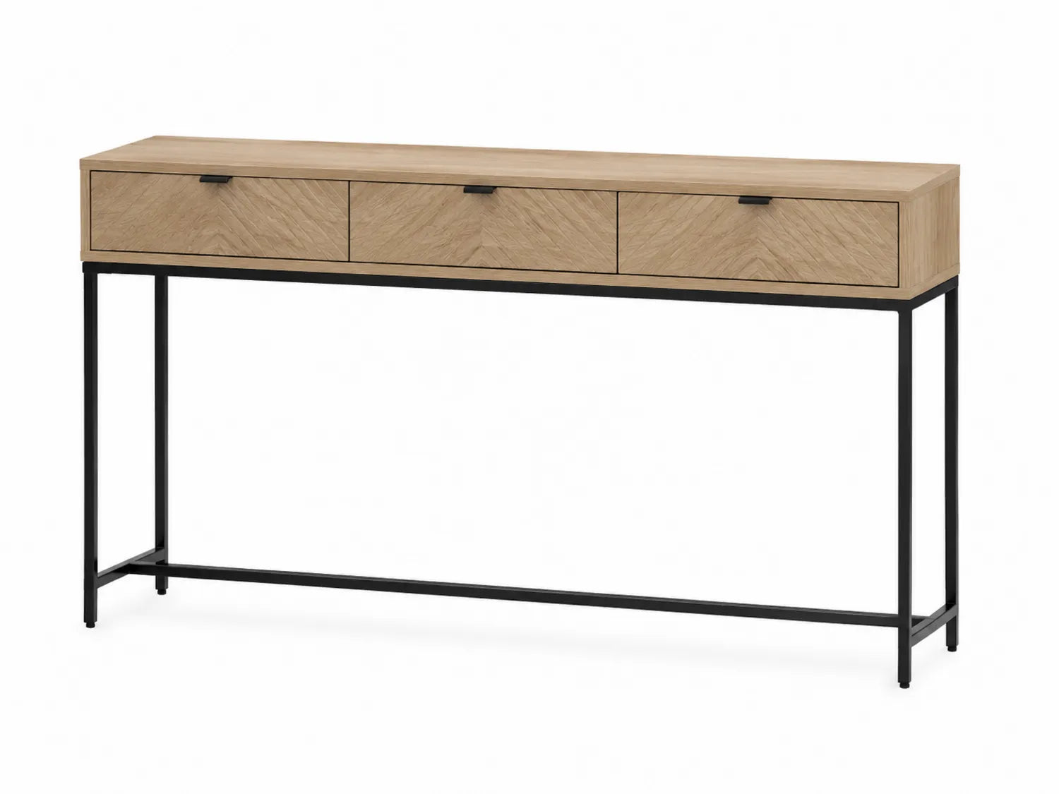Mesa consola de madera de roble con estructura de metal 120x30x80 cm