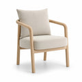 Silla de madera y tela beige 75 cm x 60 cm x 65 cm