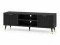 Mueble de TV de madera negra y patas de metal 180x40x50 cm