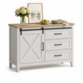 Aparador de Madera con Puerta Corredera y 3 Cajones Blanco