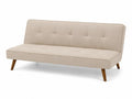 Sofá cama de tela beige 3 plazas con patas de madera