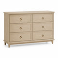Cómoda de Madera de Roble con 6 Cajones Beige