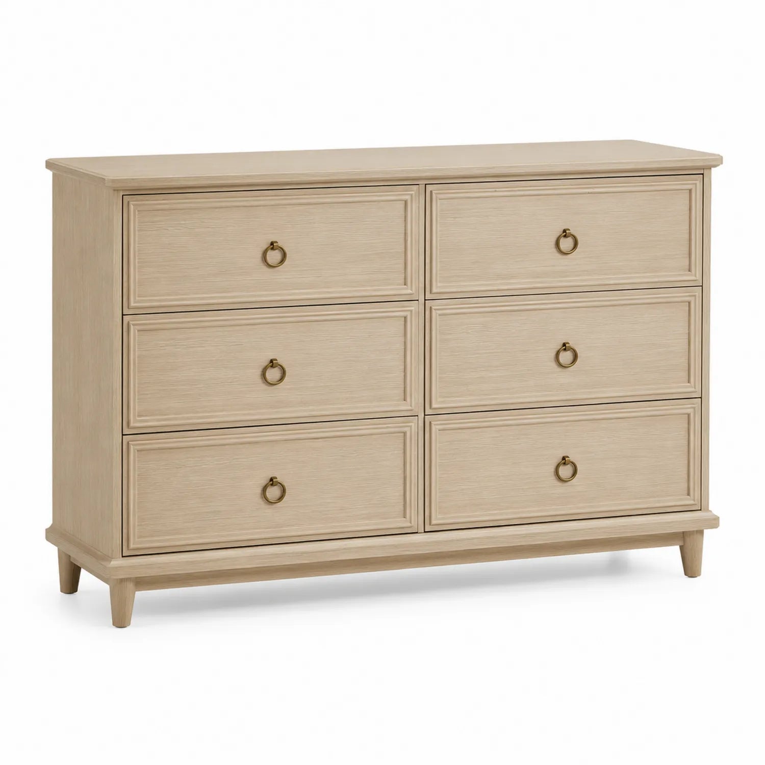 Cómoda de Madera de Roble con 6 Cajones Beige