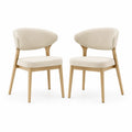 Juego de 2 sillas de madera y tela beige