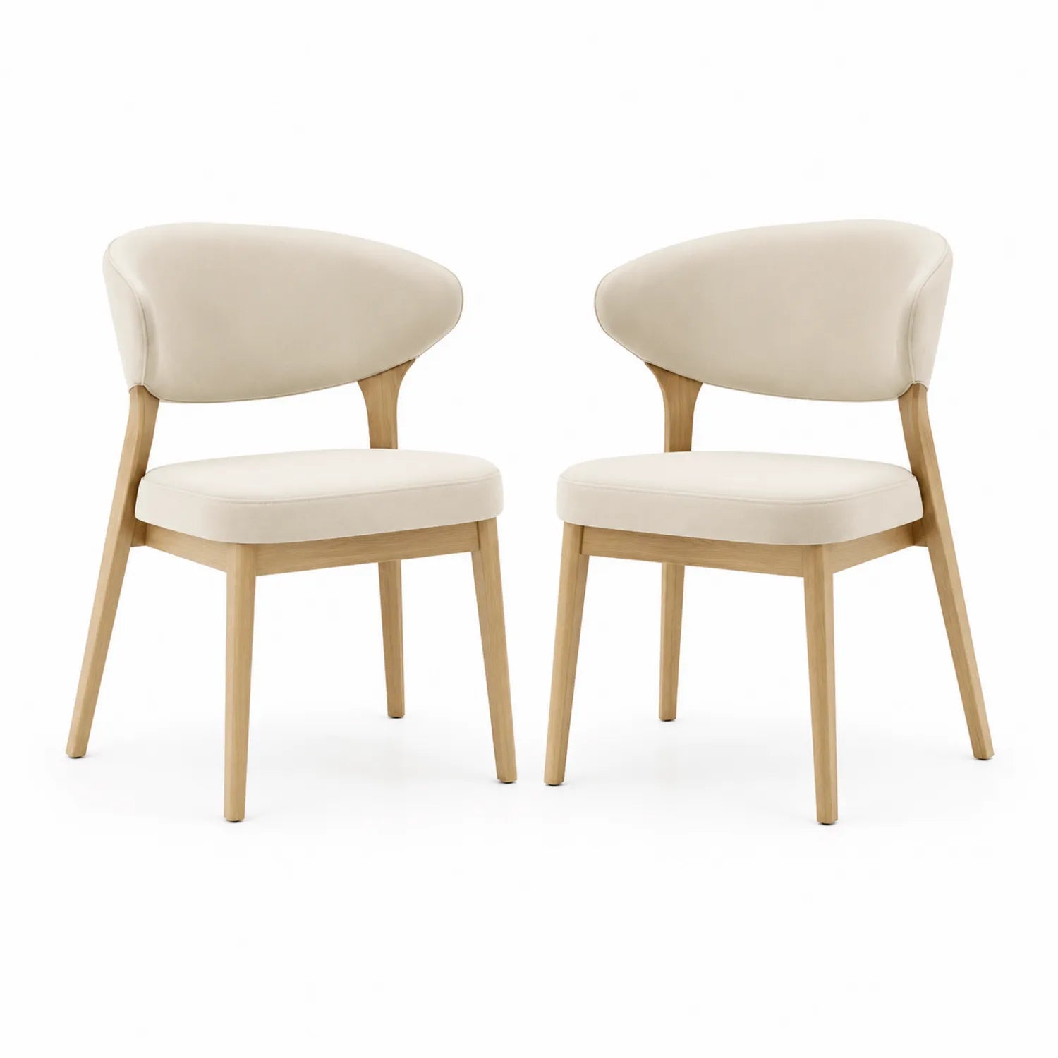 Juego de 2 sillas de madera y tela beige