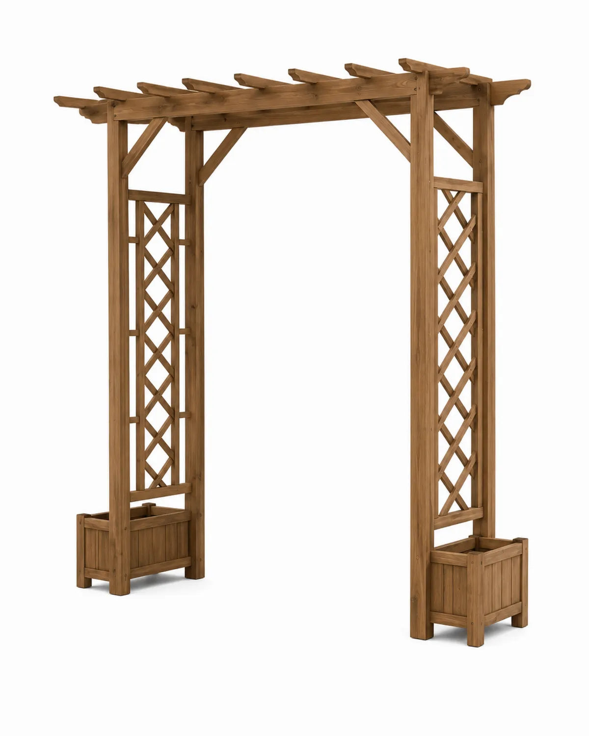 Pérgola de madera con jardineras 210x100x220 cm