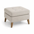 Reposapiés de lino beige con patas de madera