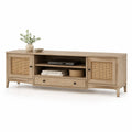 Mueble para TV de Roble Claro con Puertas de Rejilla de Ratán