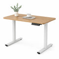 Escritorio ajustable en altura de MDF color Madera y base de Acero Blanco 120x60 cm