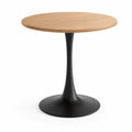 Mesa redonda de madera con base de metal negra 90cm