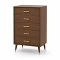 Cómoda de Madera con 5 Cajones y Tiradores Dorados