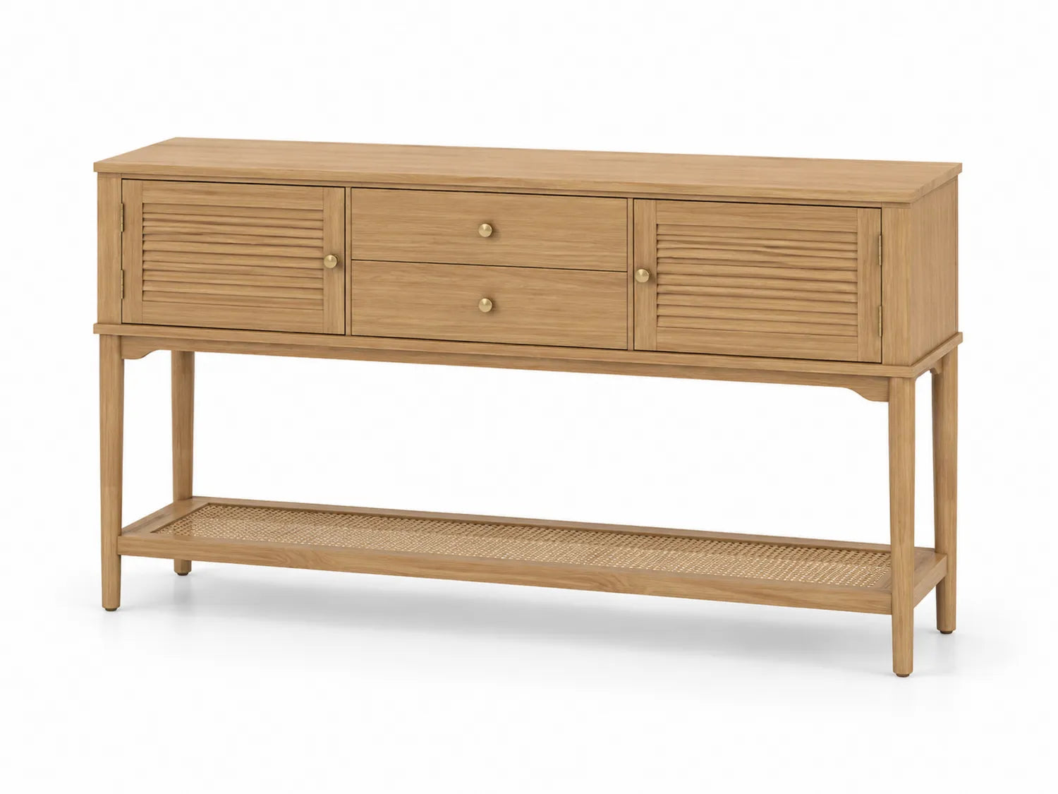 Consola de Roble con Puertas y Cajones 150x40x80cm