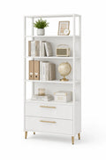 Estantería de MDF blanca con estantes y cajones 180x80x30 cm