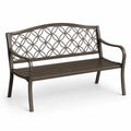 Banco de metal marrón diseño geométrico 120x60x80 cm