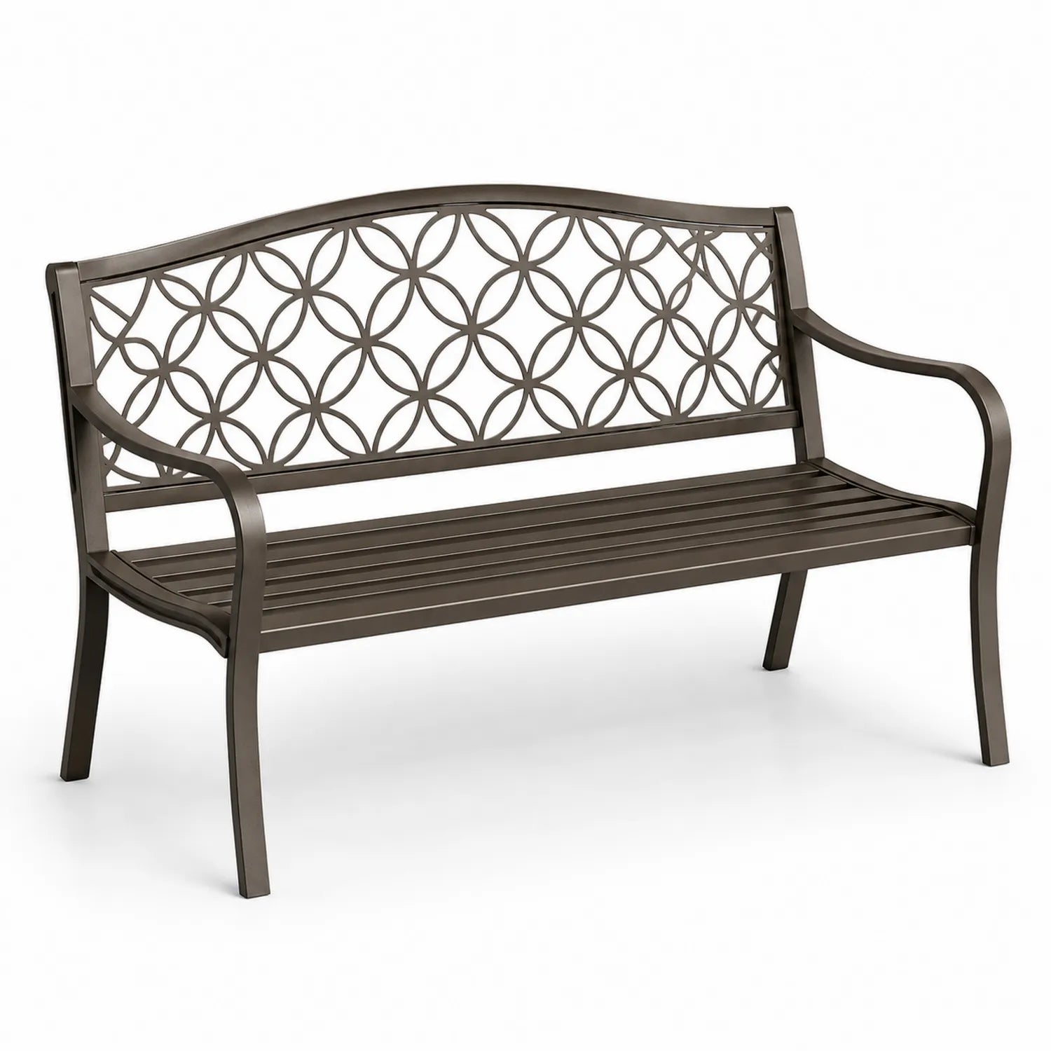 Banco de metal marrón diseño geométrico 120x60x80 cm